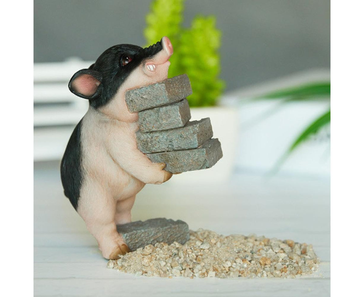 Lovely Moving Brick Reading Book Pig Ornament Home Desktop Decor Resin Craft-5#