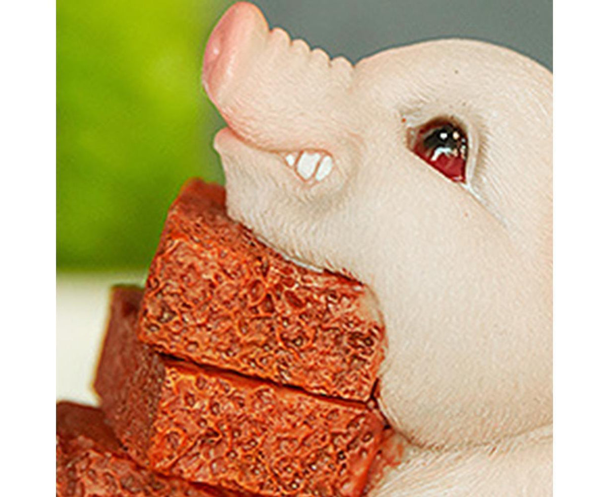 Lovely Moving Brick Reading Book Pig Ornament Home Desktop Decor Resin Craft-5#