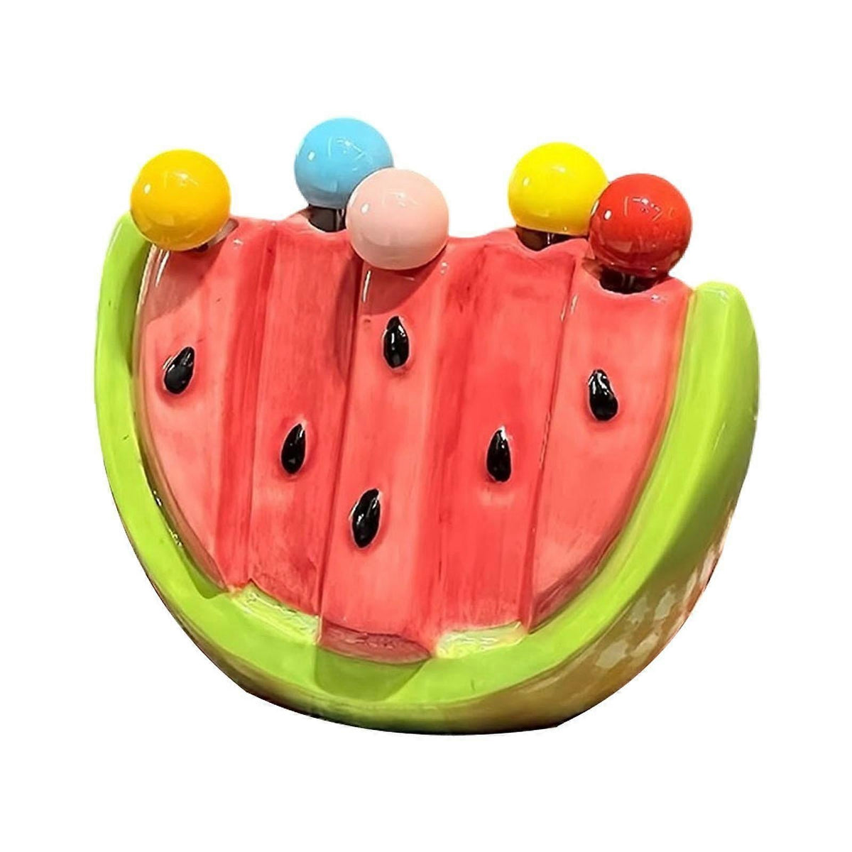 5pcs Fruit Forks with Ceramic Storage Jar Dessert Forks for Salad Picnic Party