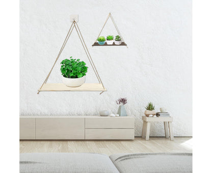 Home Plant Bonsai Photos Frame Wood Window Wall Hanging Shelves Storage Rack- S