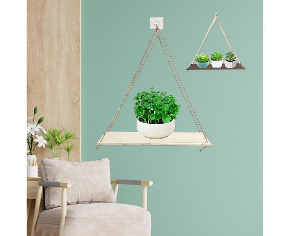 Home Plant Bonsai Photos Frame Wood Window Wall Hanging Shelves Storage Rack- S