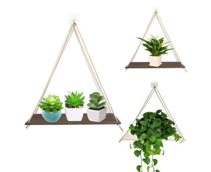 Home Plant Bonsai Photos Frame Wood Window Wall Hanging Shelves Storage Rack- S