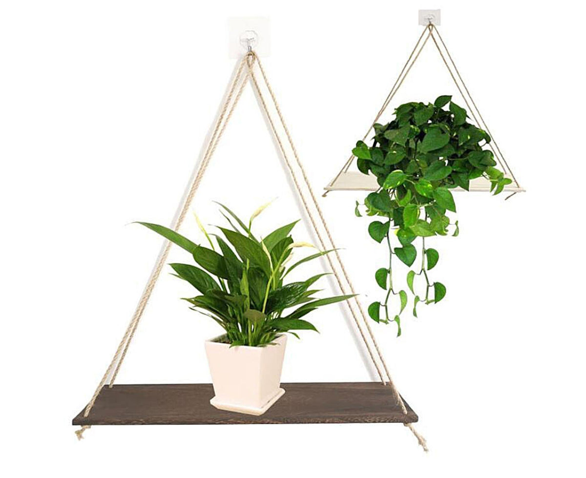 Home Plant Bonsai Photos Frame Wood Window Wall Hanging Shelves Storage Rack- S