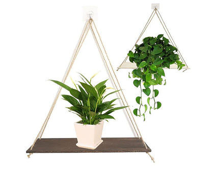 Home Plant Bonsai Photos Frame Wood Window Wall Hanging Shelves Storage Rack- S