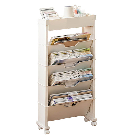 Classroom Bookshelf Multilayer with Universal Wheel Book Storage Shelving for Living Room