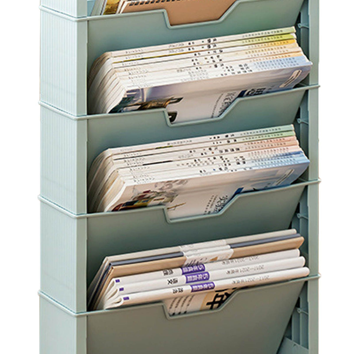 Classroom Bookshelf Multilayer with Universal Wheel Book Storage Shelving for Living Room