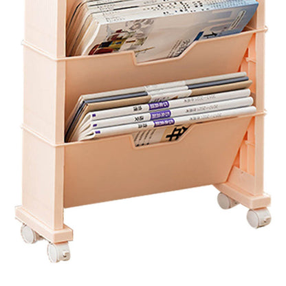 Classroom Bookshelf Multilayer with Universal Wheel Book Storage Shelving for Living Room