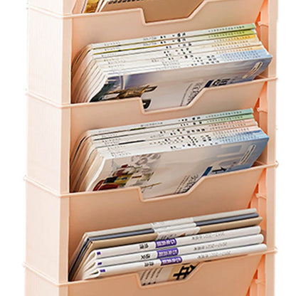 Classroom Bookshelf Multilayer with Universal Wheel Book Storage Shelving for Living Room