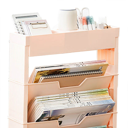 Classroom Bookshelf Multilayer with Universal Wheel Book Storage Shelving for Living Room