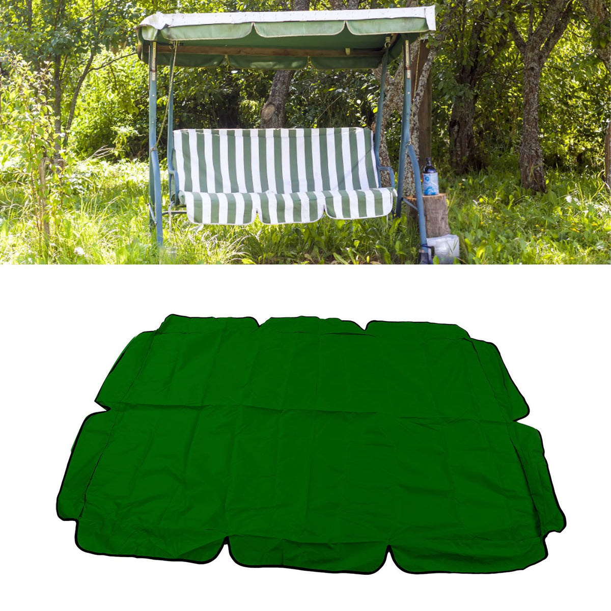 Waterproof Outdoor Swing Canopy Replacement 420D Silver Coated Oxford Fabric Swing Chair Canopy for Outdoor Garden Patio Dark Green