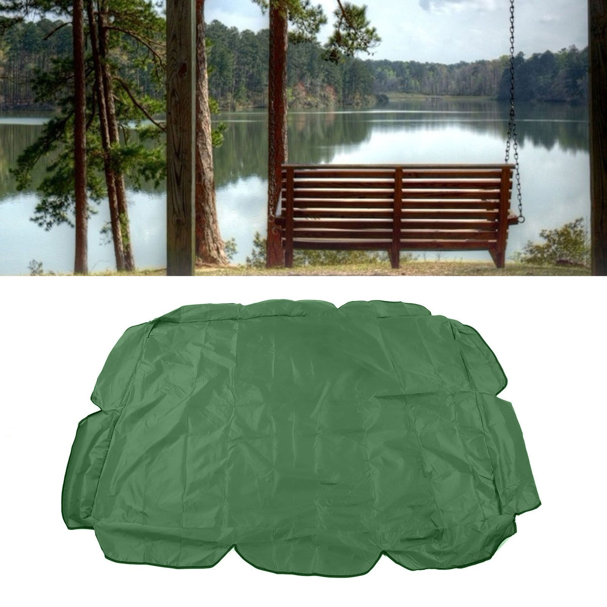 Swing Canopy 210D Silver Coated Oxford Waterproof UV Proof for Outdoor Patio Yard Chair 142x120x18cm Dark Green