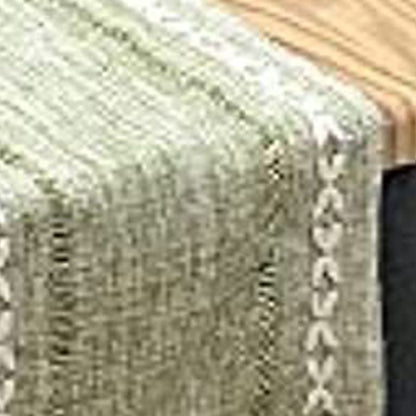 Retro Table Runner Elegant Hand Woven Cotton Linen Dining Table Runner with Tassels for Wedding Home Cross Green