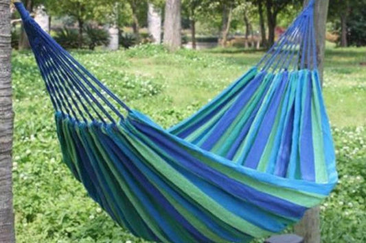 Portable Hanging Outdoor Striped Hammock Swinging Seat Camping Garden Rope Chair