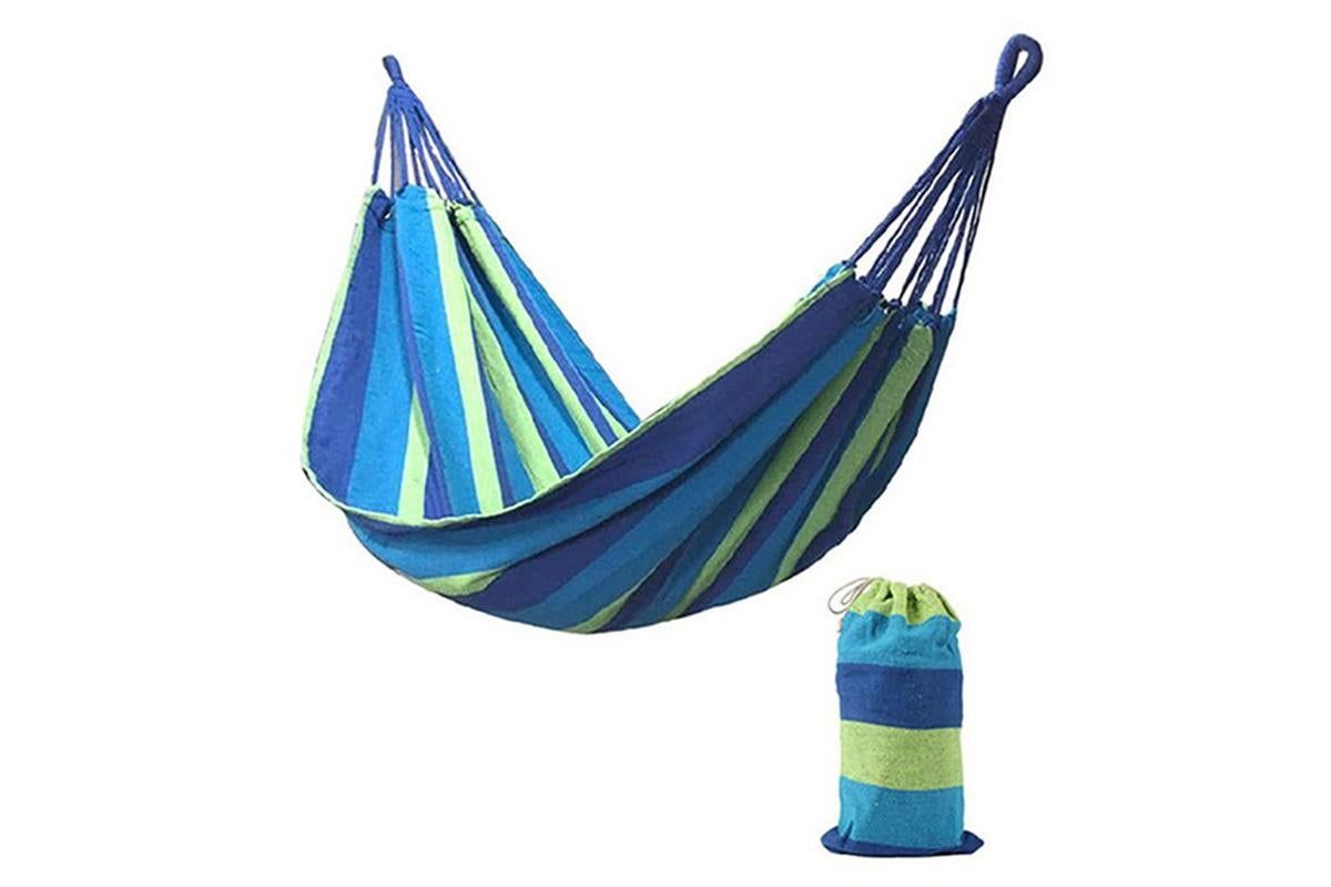 Portable Hanging Outdoor Striped Hammock Swinging Seat Camping Garden Rope Chair
