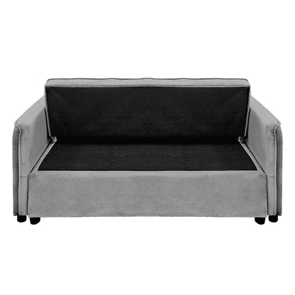 Sarantino Quincy 2-Seater Velvet Sofa Bed in Dark Grey with Wooden Frame and Tufted Design