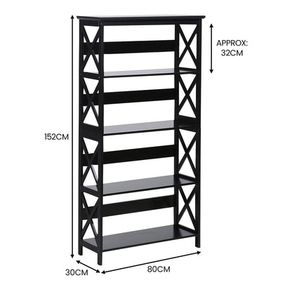 Sarantino Daphne 5-tier Cross Panel Bookshelf