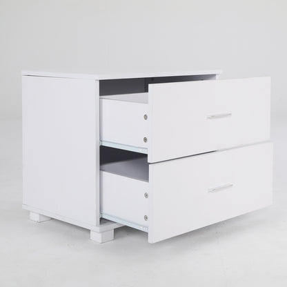 2X Bedside Table Side Storage Cabinet Nightstand Bedroom 2 Drawer Legs ETTA WHITE