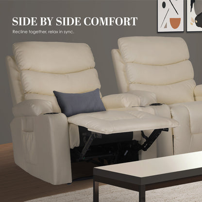 8-Point Electric Massage Recliner Chair - PU Leather Lounge Sofa Armchair CELINA CREAM