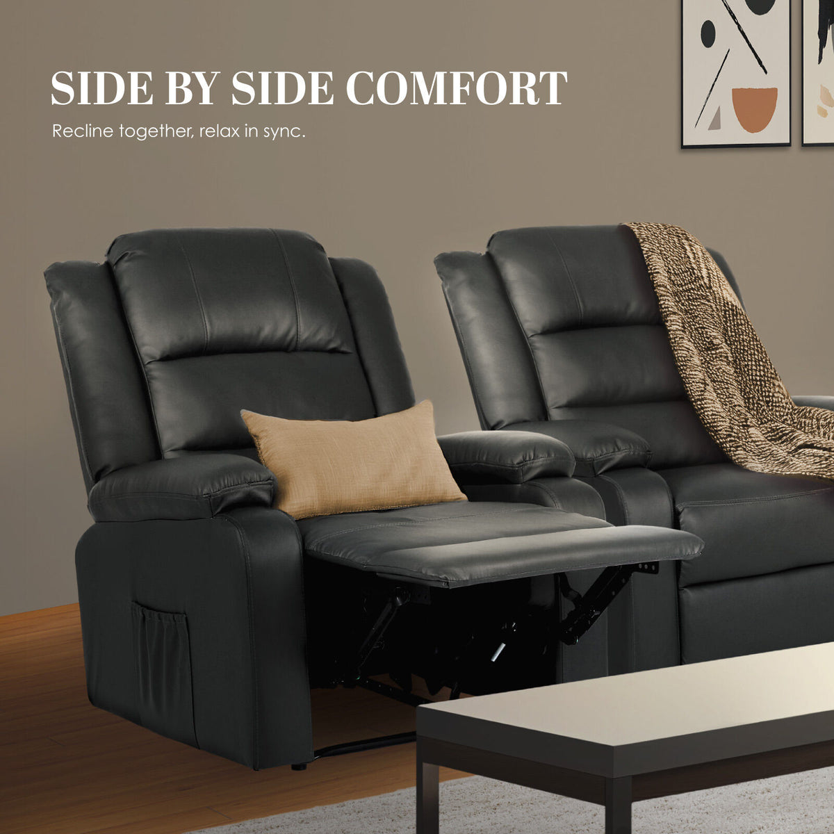 Home Recliner Chair - PU Leather Sofa Lounge Armchair MARLO GREY
