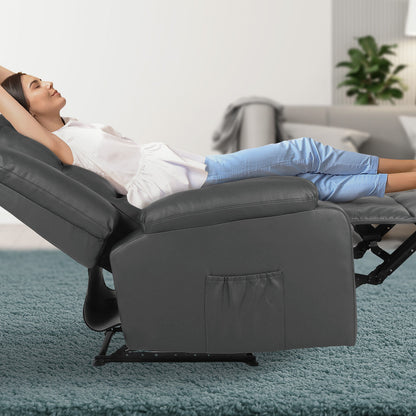 Home Recliner Chair - PU Leather Sofa Lounge Armchair MARLO GREY