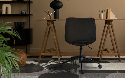 2 Set Office Desk Chair - Loop Yarn Fabric Home Swivel Chair Cut-Out Seat HALO BLACK
