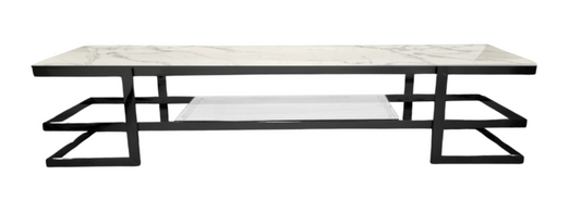 Alexa  Black TV Unit - Clear Glass
