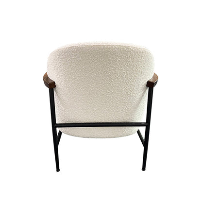 Denmark Arm Chair Polyester Fabric Upholstery Wooden Structure Solid Foam Black Metal Legs