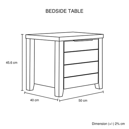 4 Pieces Bedroom Suite Natural Wood Like MDF Structure Queen Size Oak Colour Bed, Bedside Table & Tallboy