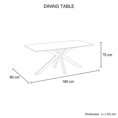 Dining Table Rectangular Shape Grey Sintered Stone Top Powder Coated Iron Legs