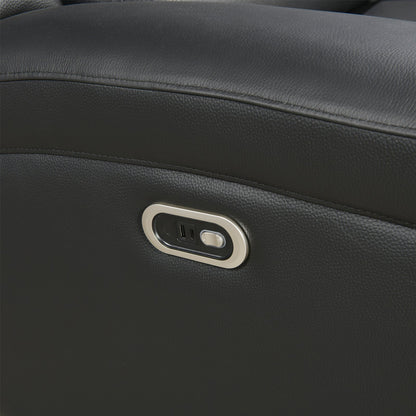 2 Seater Electric Leather/PVC Black Recliner