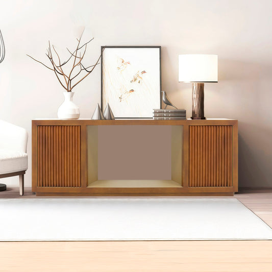 TV Cabinet MDF Brown Colour Two Sideboards Open Space