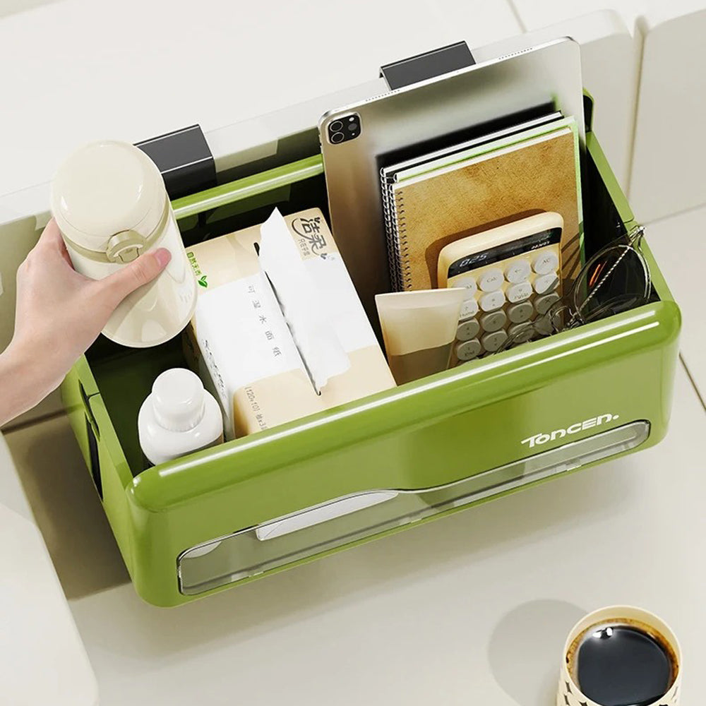 Foldable Hanging Storage Box No Drilling Required Wall-mounted Organizer (Green)