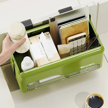 Foldable Hanging Storage Box No Drilling Required Wall-mounted Organizer (Green)