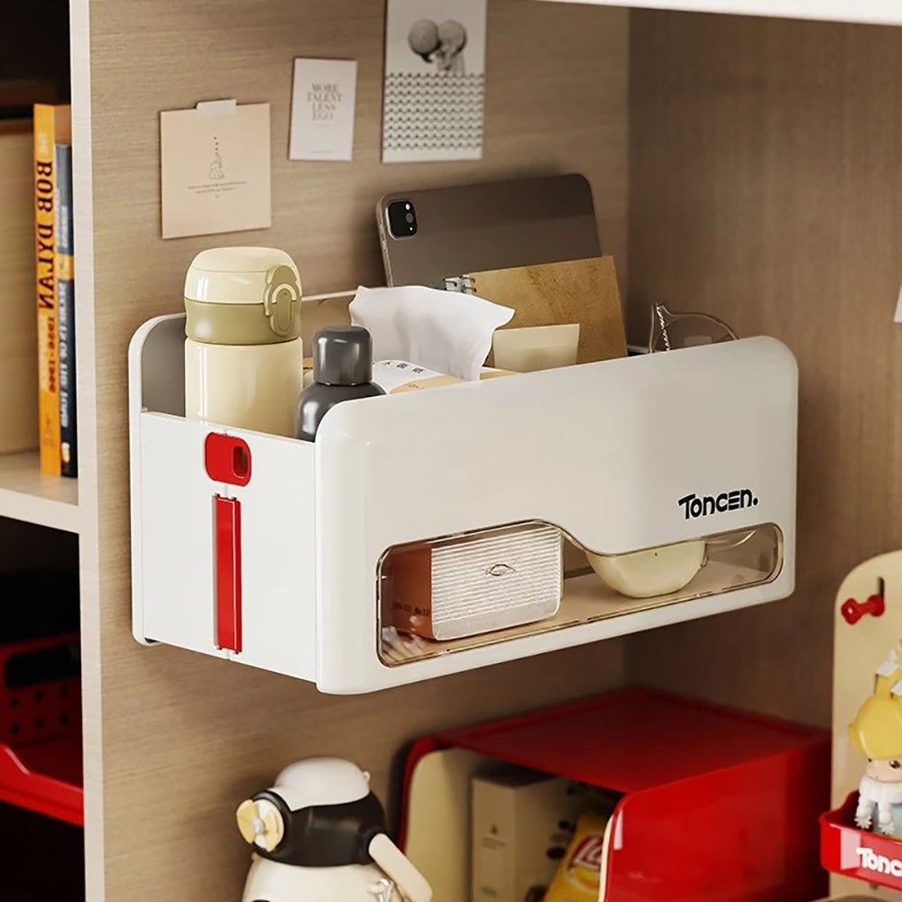 Foldable Hanging Storage Box No Drilling Required Wall-mounted Organizer (Red)