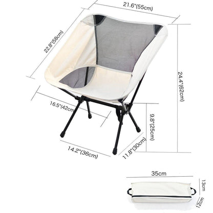 Outdoor Portable Lightweight Folding Camping Chair High Back Fishing Chair - White