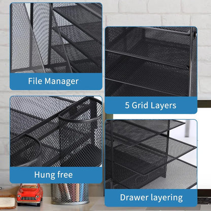 Multi-Tier Desktop Organizer File Holder Document Storage Rack Office Shelf