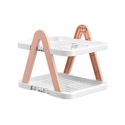 2/3 Tier Removable Shoe Rack Folding Storage Shelf Simple Space Saving Organizer - 2Tier-Pink