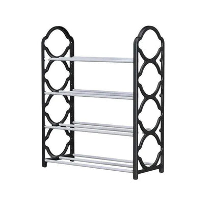 Four Layer Shoe Rack Storage Organizer Multi Tier Shoe Shelf for Entryway Closet - Black