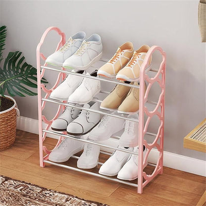 Four Layer Shoe Rack Storage Organizer Multi Tier Shoe Shelf for Entryway Closet - Black