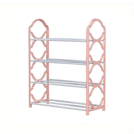 Four Layer Shoe Rack Storage Organizer Multi Tier Shoe Shelf for Entryway Closet - Pink