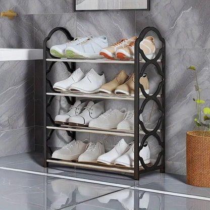 Four Layer Shoe Rack Storage Organizer Multi Tier Shoe Shelf for Entryway Closet - Pink