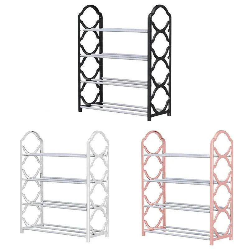 Four Layer Shoe Rack Storage Organizer Multi Tier Shoe Shelf for Entryway Closet - White