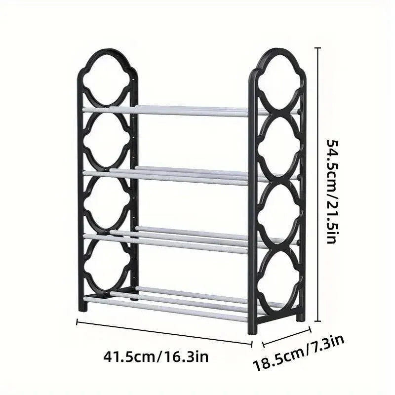 Four Layer Shoe Rack Storage Organizer Multi Tier Shoe Shelf for Entryway Closet - White