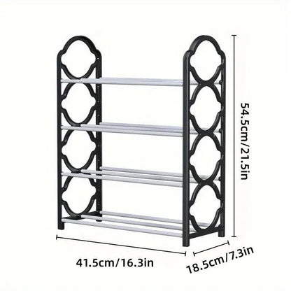 Four Layer Shoe Rack Storage Organizer Multi Tier Shoe Shelf for Entryway Closet - White