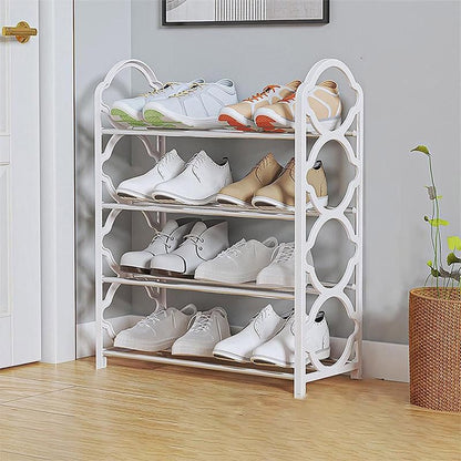 Four Layer Shoe Rack Storage Organizer Multi Tier Shoe Shelf for Entryway Closet - White