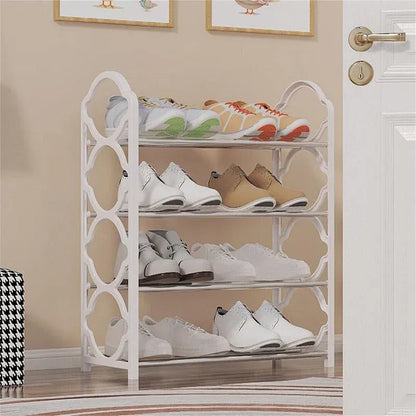 Four Layer Shoe Rack Storage Organizer Multi Tier Shoe Shelf for Entryway Closet - White