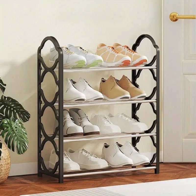 Four Layer Shoe Rack Storage Organizer Multi Tier Shoe Shelf for Entryway Closet - White