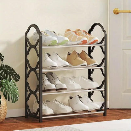 Four Layer Shoe Rack Storage Organizer Multi Tier Shoe Shelf for Entryway Closet - White