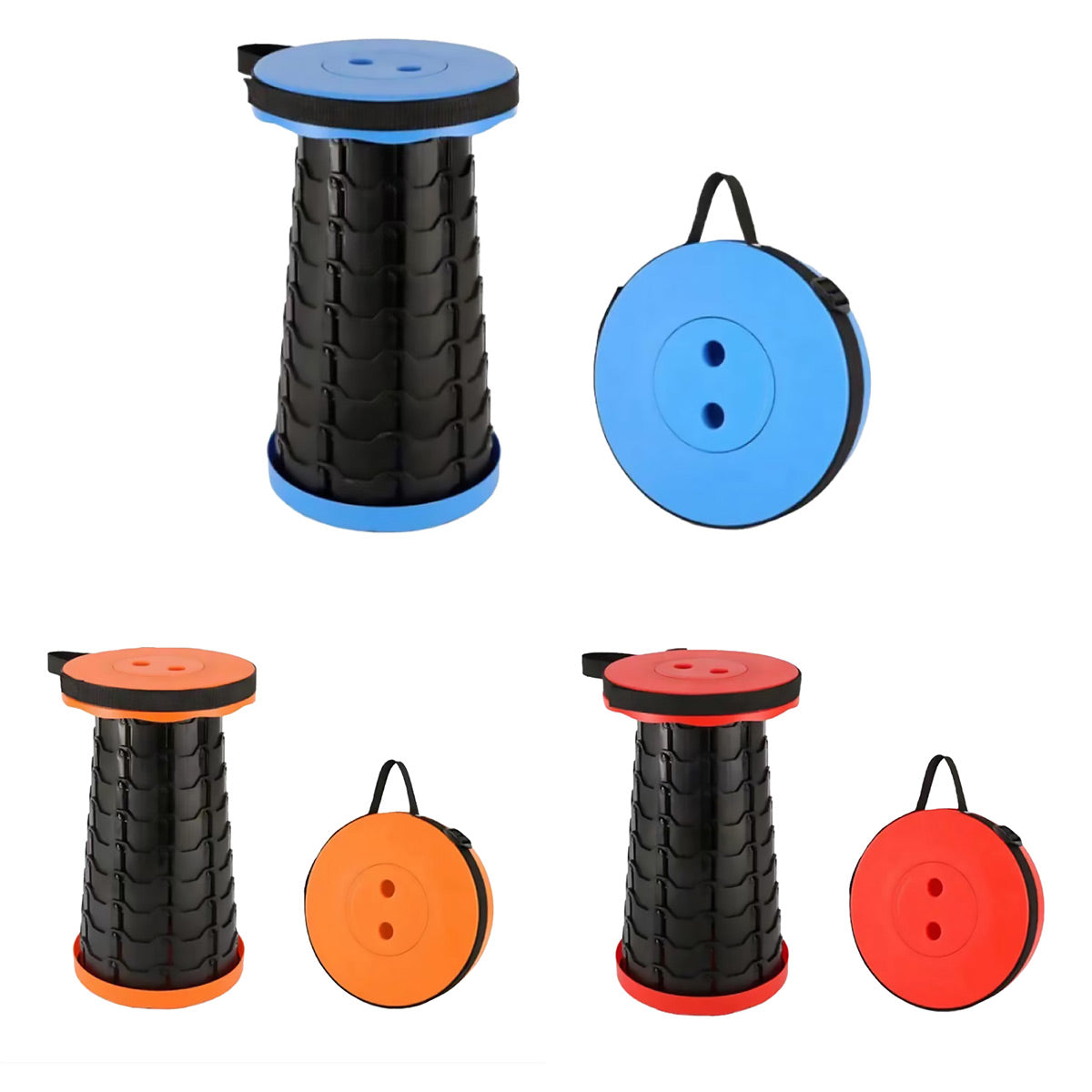 Portable Telescopic Folding Stool Travel Outdoor Seat Compact Retractable Chair - Blue