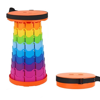 Rainbow Telescopic Folding Stool Thickened Travel Outdoor Seat for Camping - Turquoise